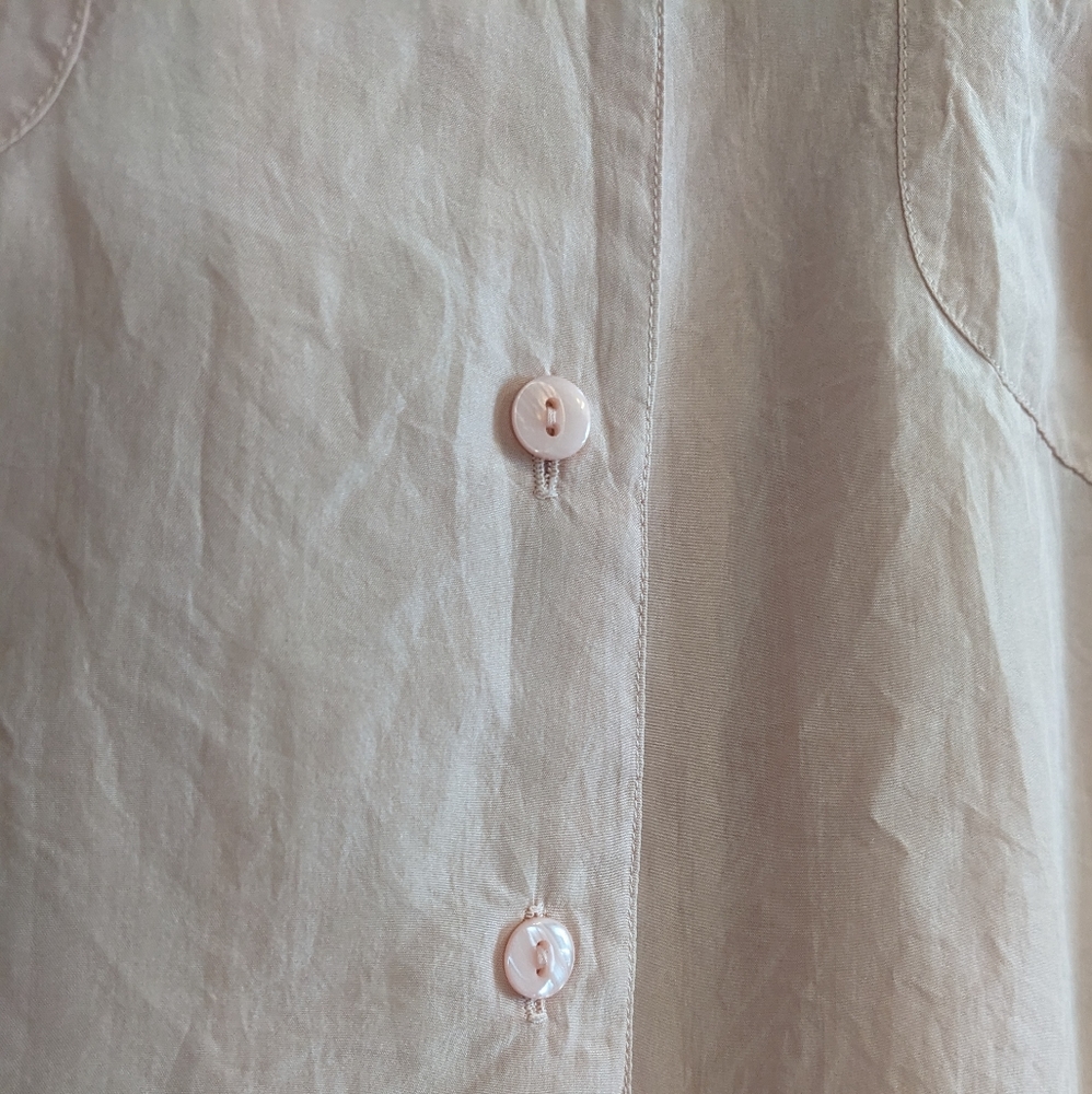 100% Silk Button Down Shirt, Pale Pink, Size M, Gently used - Picture 10 of 14